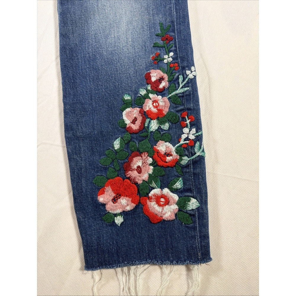 Madewell The Slim Boyjean Floral Embroidered High Rise Straight Leg Jeans 30 - Picture 3 of 16